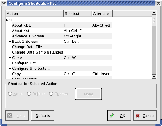 Configure Shortcuts Window