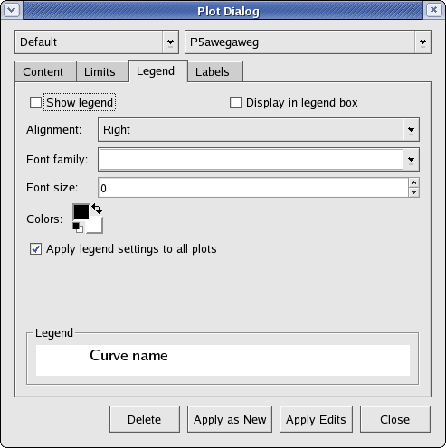Plot Dialog Legend Tab