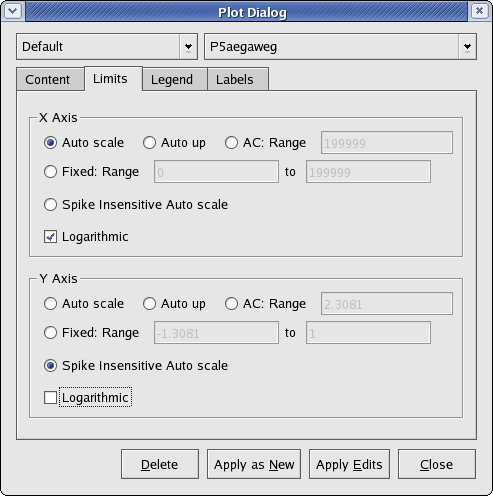 Plot Dialog Limits Tab
